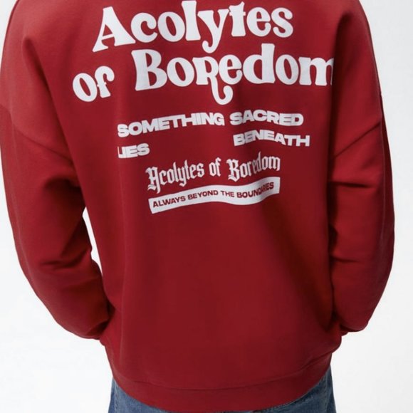Zara Acolytes Of Boredom Red Sweater Men Size M Brand New - Picture 4 of 6